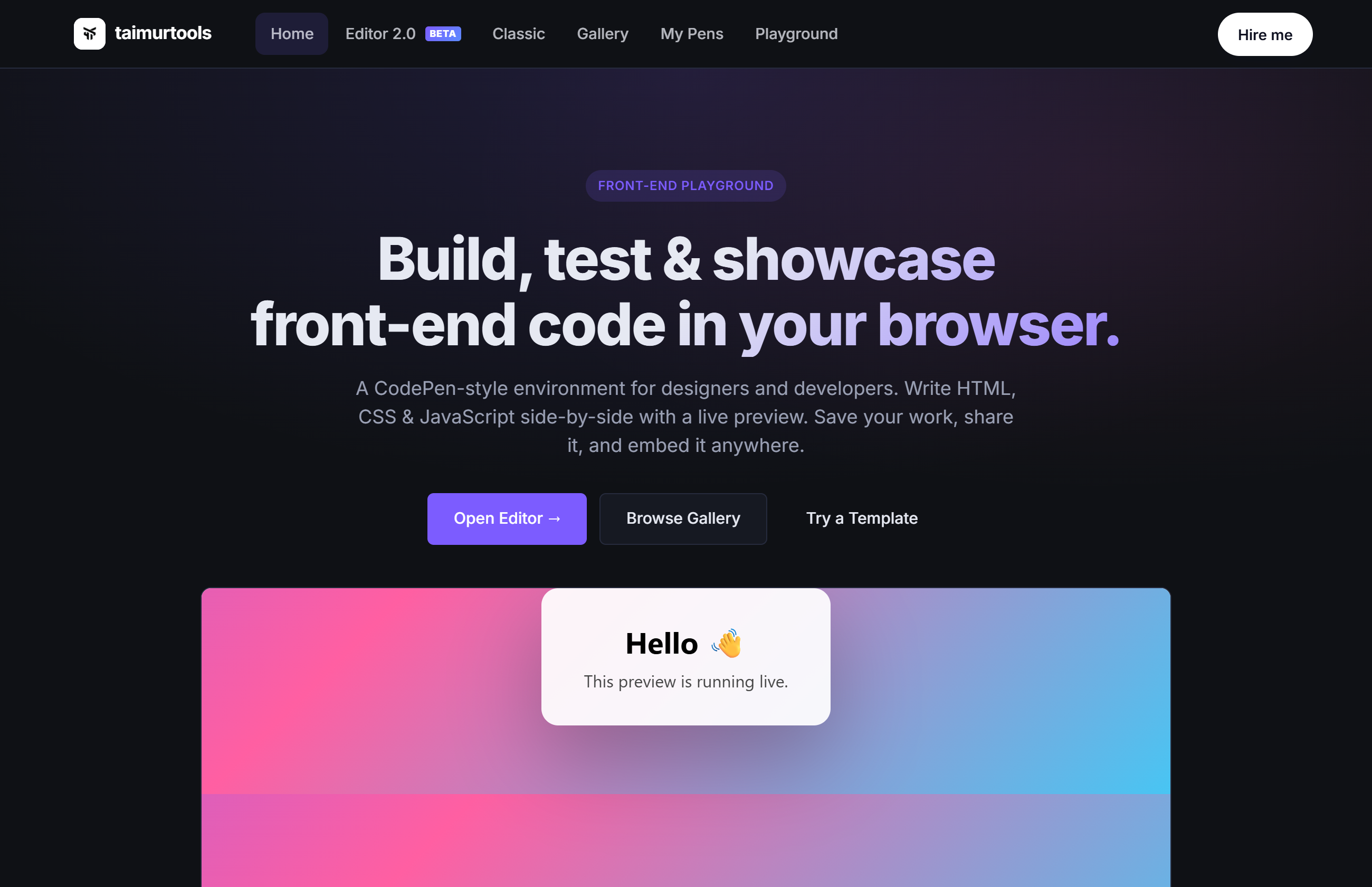 Code Playground preview